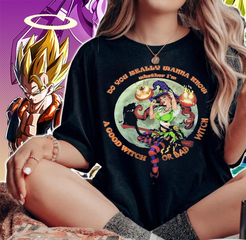Womens Good Or A Bad Pretty Halloween Witch Funny Halloween Costume Shirt woman shirt