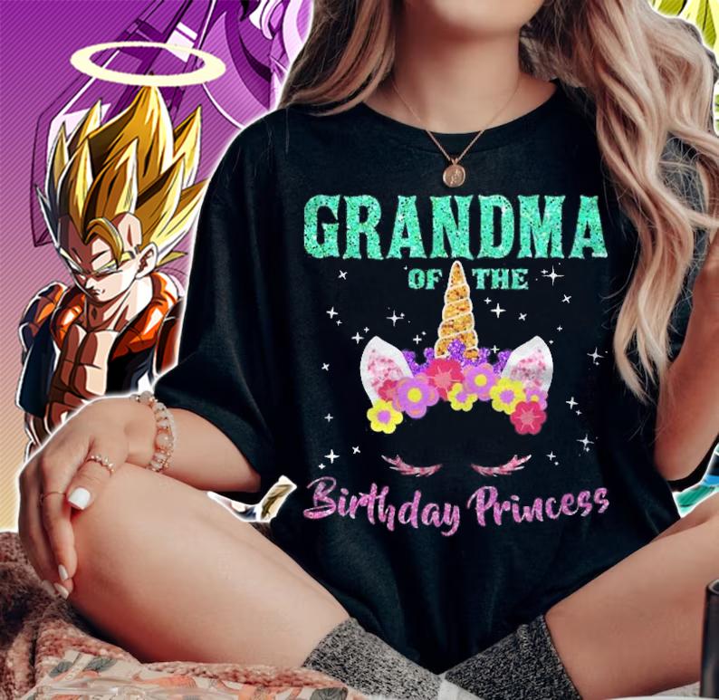 Cute Unicorn Grandma Of The Birthday Princess Birthday Party Shirt woman shirt