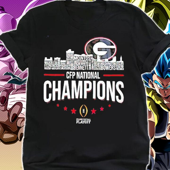 Georgia Bulldogs 2022 CFP National Champions NCAA Football Autographed Champs Signatures Shirt shirt