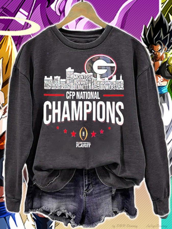 Georgia Bulldogs 2022 CFP National Champions NCAA Football Autographed Champs Signatures Shirt sweatshirt