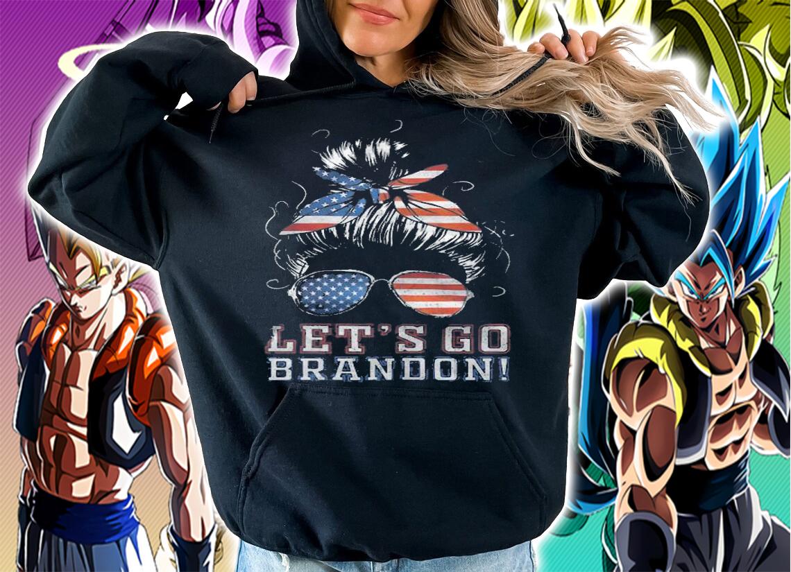 Let's Go Brandon USA Flag Messy Bun T-Shirt hoodie