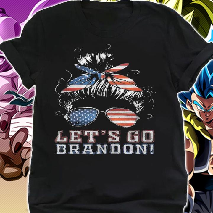 Let's Go Brandon USA Flag Messy Bun T-Shirt shirt
