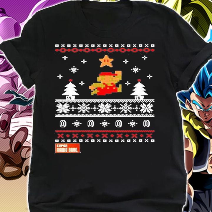 Womens Nintendo Super Mario Christmas Star Pixels Shirt shirt