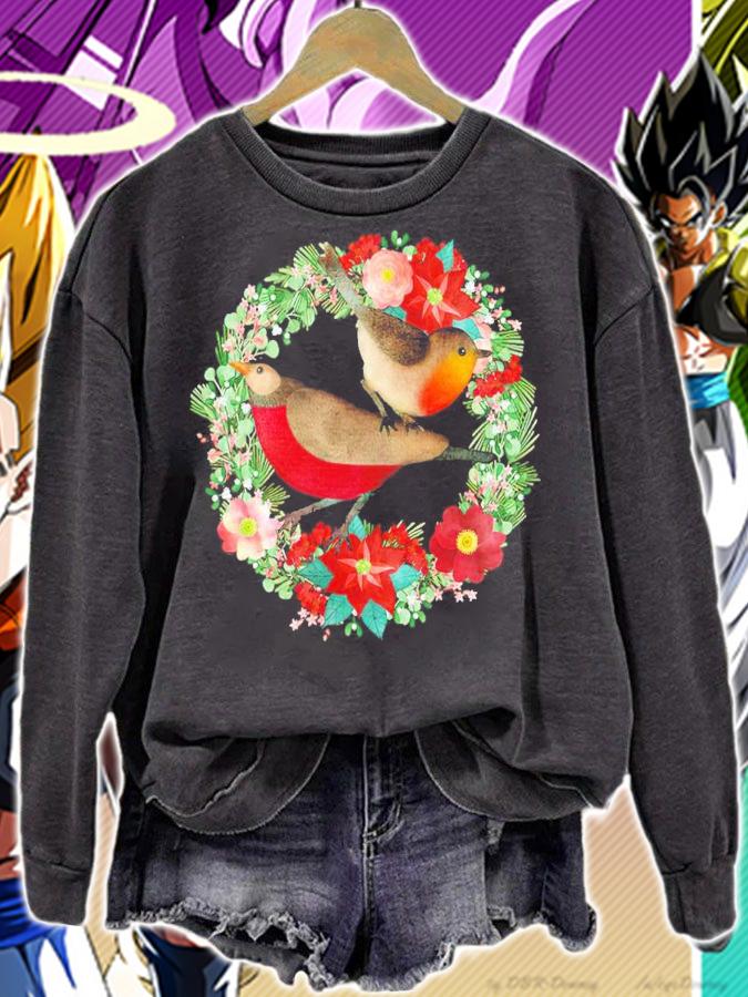 Christmas Laurel Wreath Bird Shirt sweatshirt