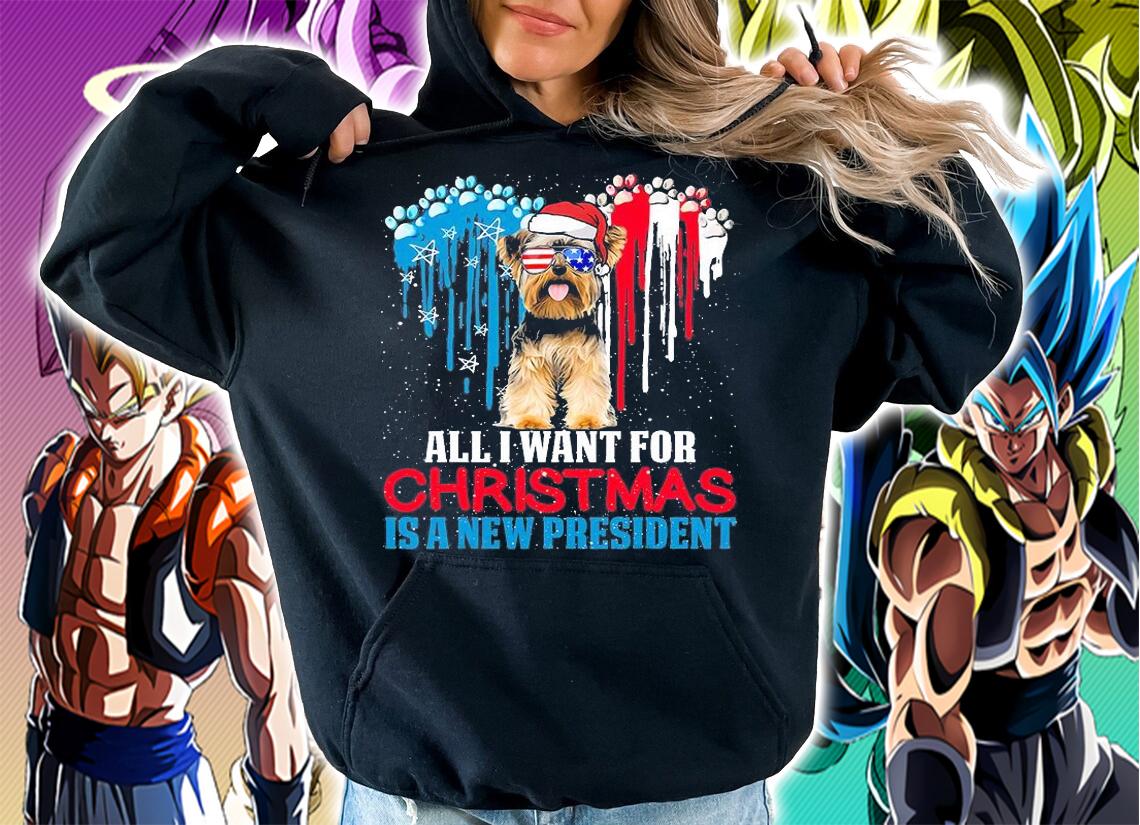 Christmas Yorkshire Terrier US Flag Sunglasses New President T-Shirt hoodie