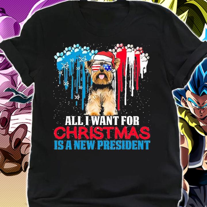 Christmas Yorkshire Terrier US Flag Sunglasses New President T-Shirt shirt