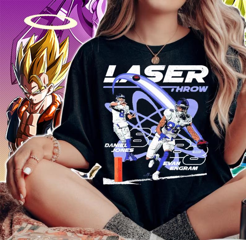 Daniel Jones and Evan Engram Laser Throw New York Football Signature Shirt