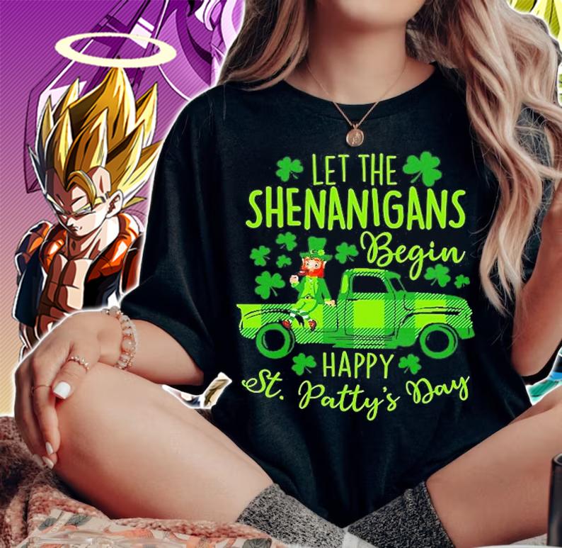 Let The Shenanigans Begin Happy St. Pattys Day Leprechaun T-Shirt woman shirt