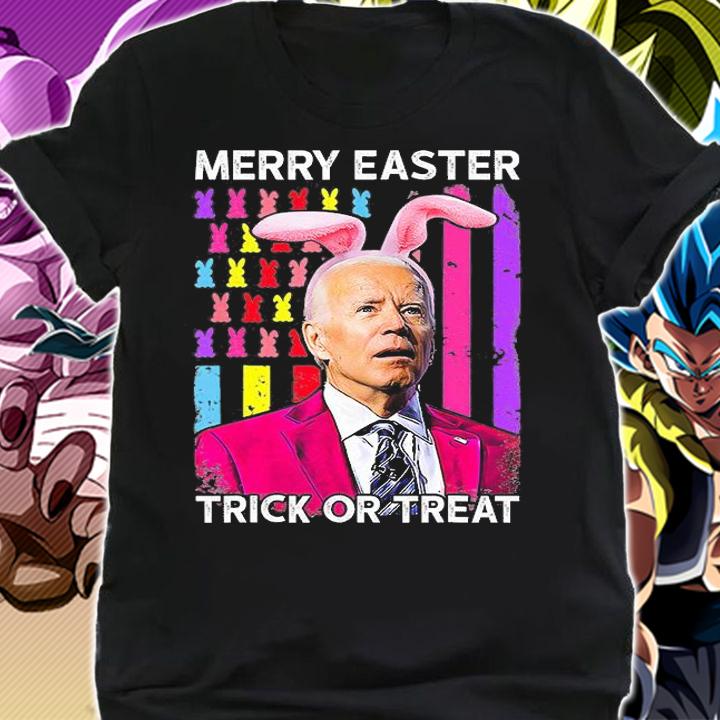 Merry Easter Trick Or Treat Bunny Joe Biden American T-Shirt shirt