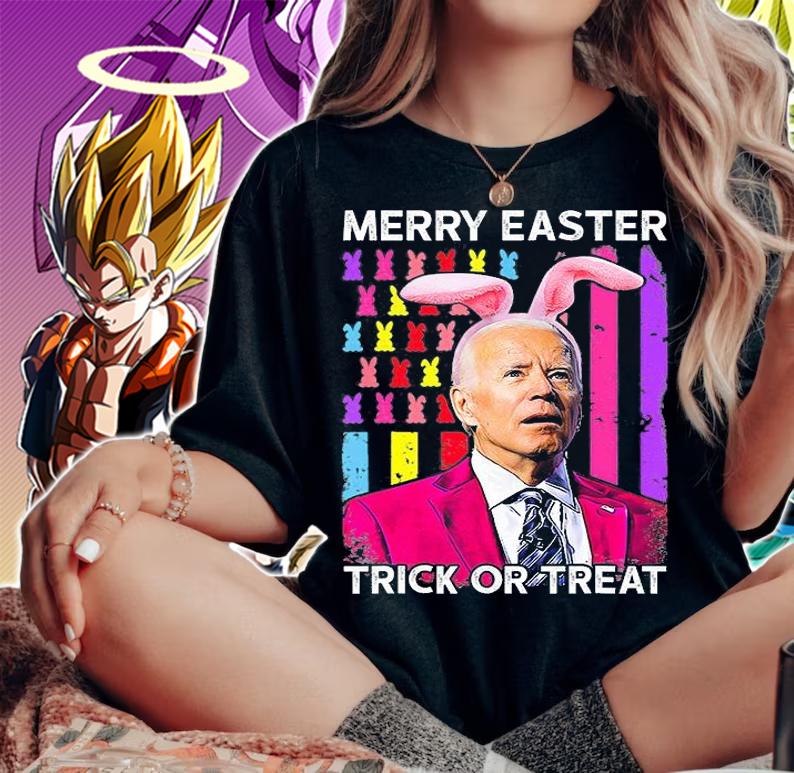 Merry Easter Trick Or Treat Bunny Joe Biden American T-Shirt woman shirt