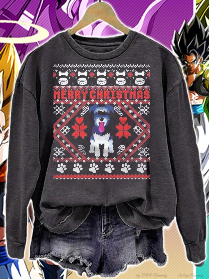 Miniature Schnauzer Dog Merry Christmas Ugly Sweater Funny Shirt