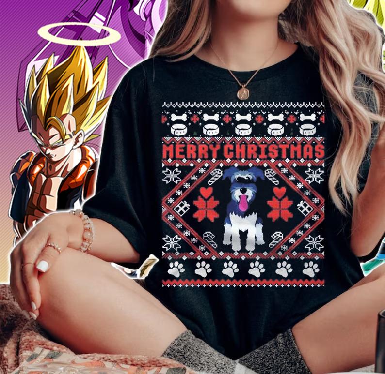 Miniature Schnauzer Dog Merry Christmas Ugly Sweater Funny Shirt