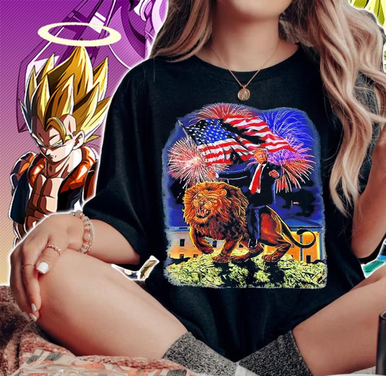 Republican President Donald Trump Riding War Lion T-Shirt woman shirt
