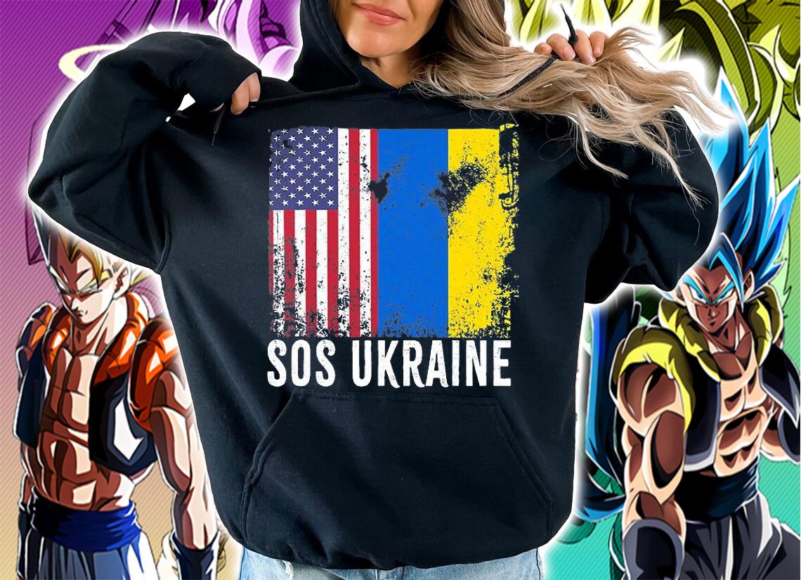 Sos Ukraine Flag American Flag Support Ukraine T-Shirt