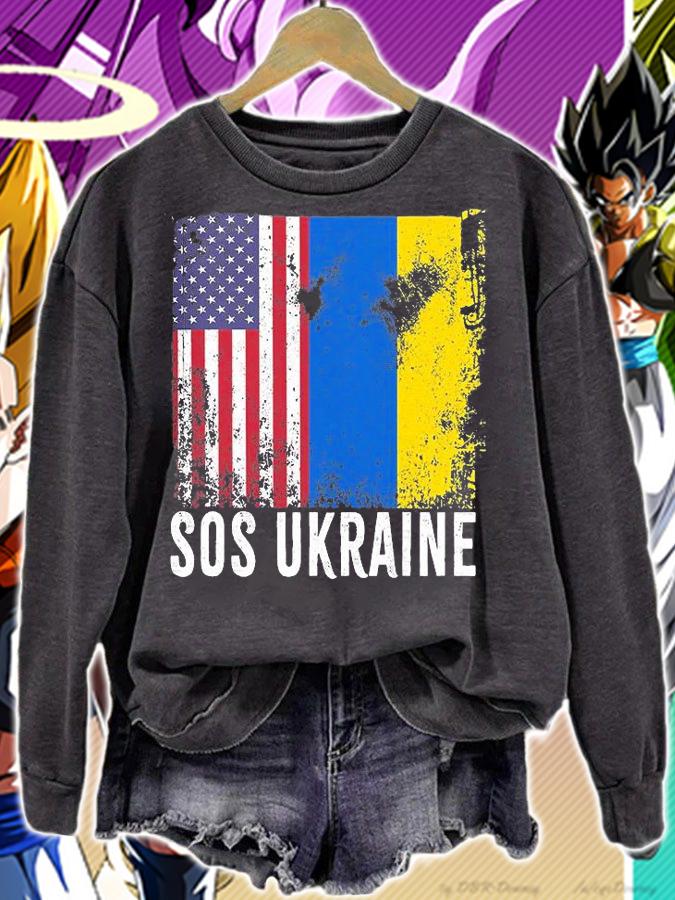 Sos Ukraine Flag American Flag Support Ukraine T-Shirt