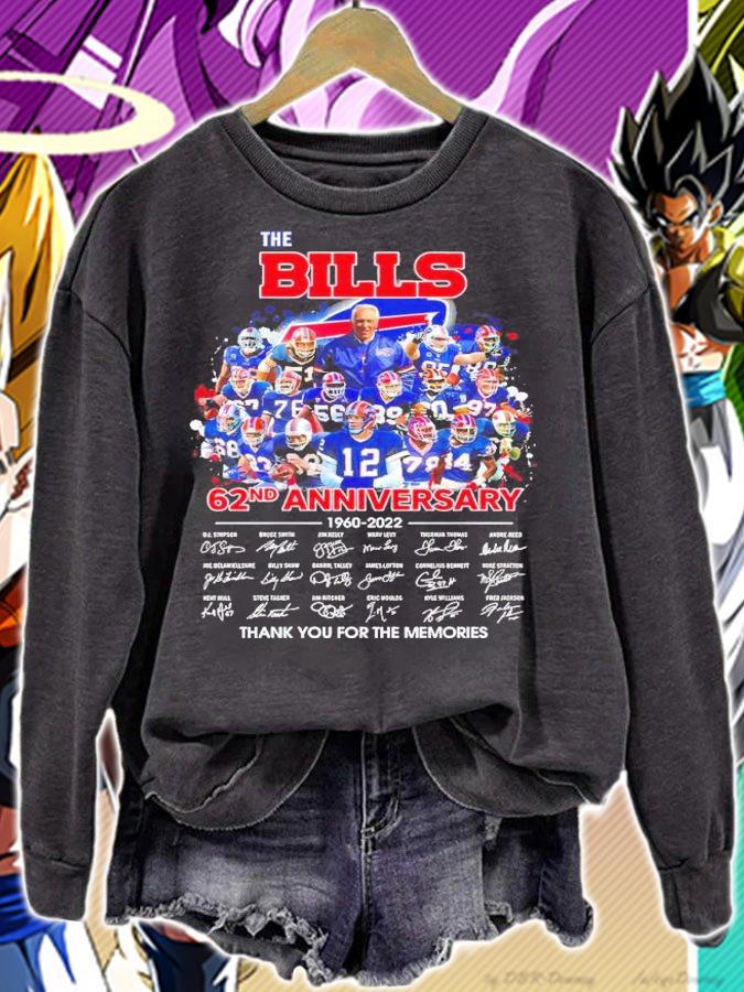 The Buffalo Bills 62nd anniversary 1960-2022 signatures shirt sweatshirt
