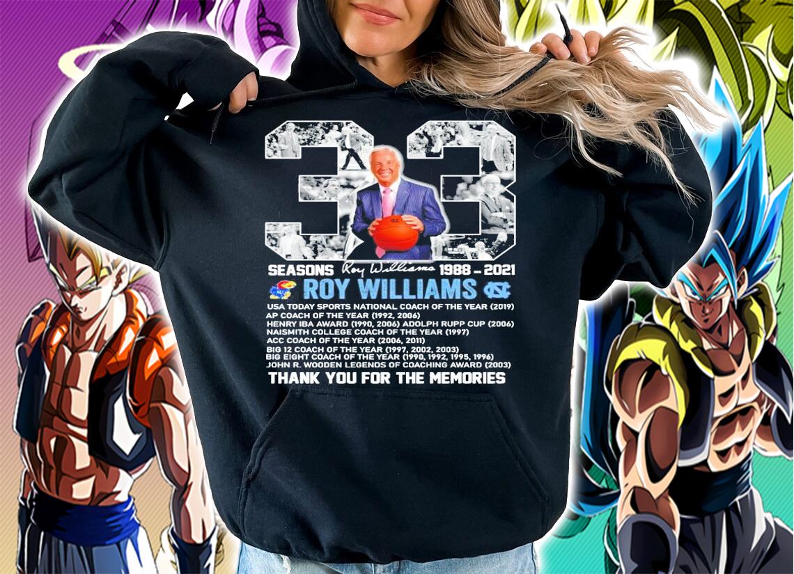 33 seasons Roy Williams 1988-2021 signature thank you for the memories shirt hoodie