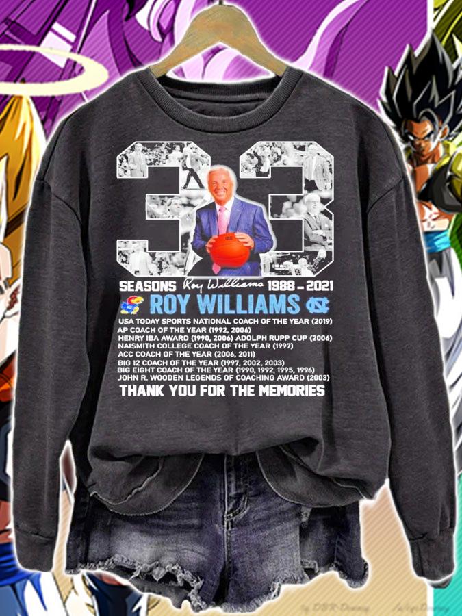 33 seasons Roy Williams 1988-2021 signature thank you for the memories shirt sweatshirt