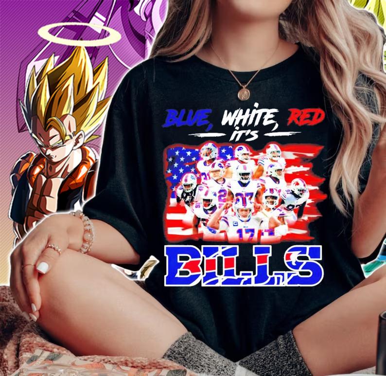 Blue white Red it's Bills all team America flag shirt woman shirt