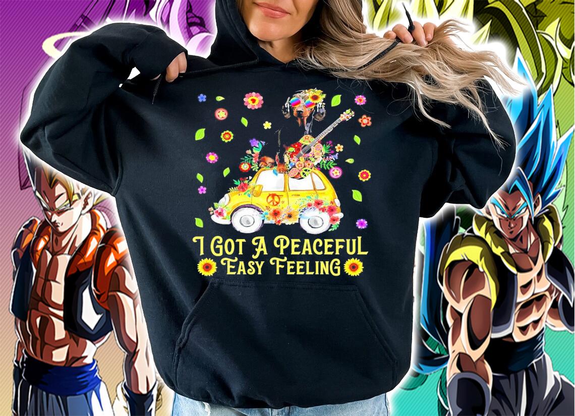 Dachshund guitar and Hippie Peace I got a peaceful easy feeling shirt