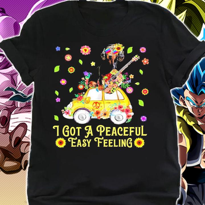 Dachshund guitar and Hippie Peace I got a peaceful easy feeling shirt