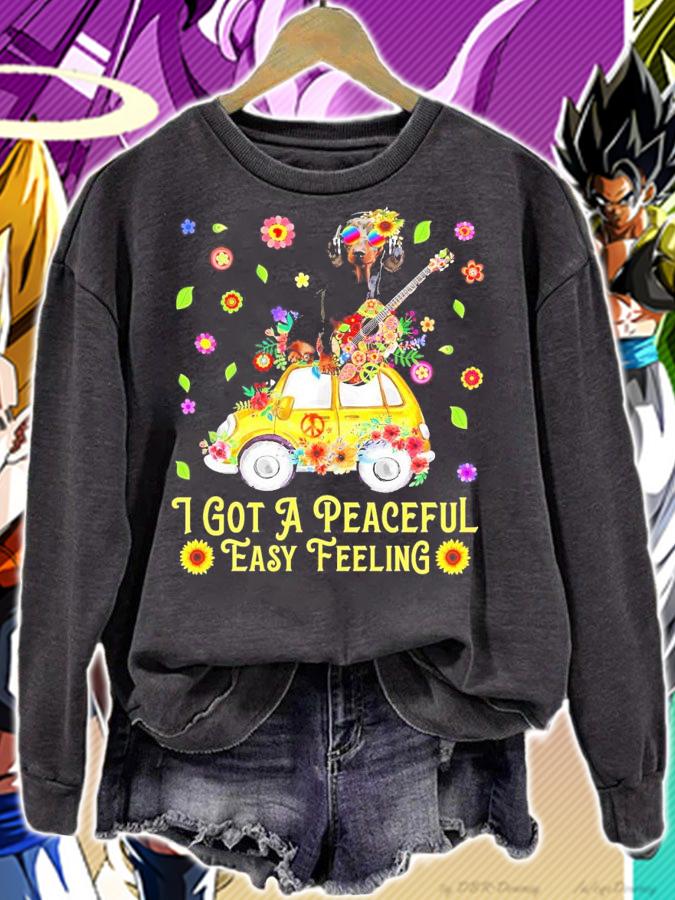 Dachshund guitar and Hippie Peace I got a peaceful easy feeling shirt