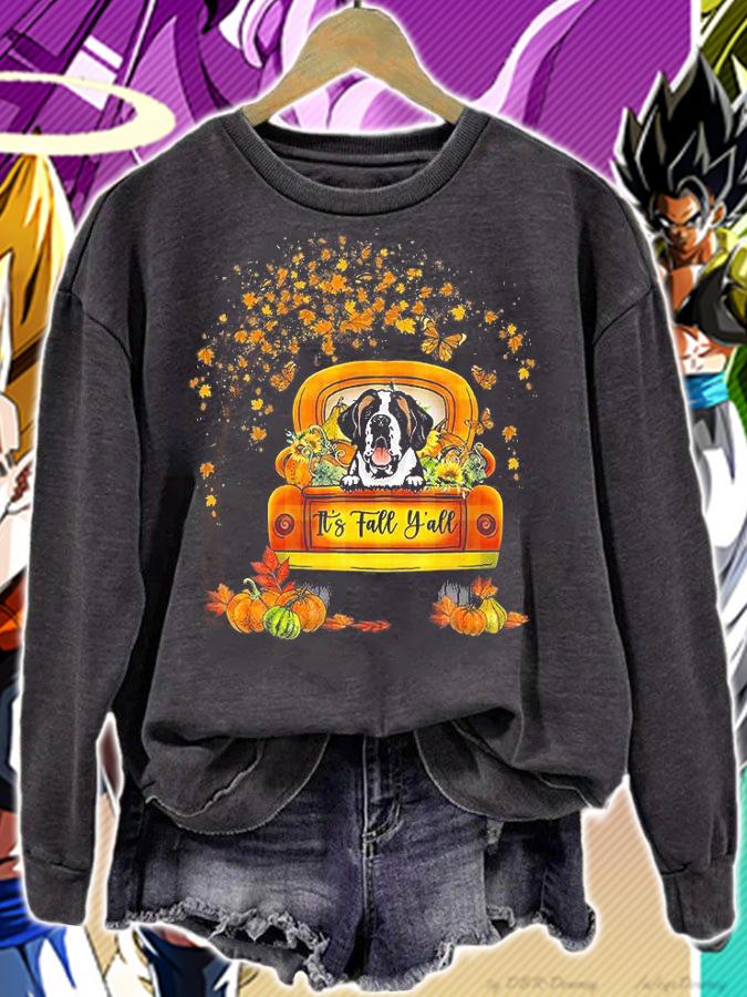 It's Fall Y'all Saint Bernard Thanksgiving Pumpkin T-Shirt sweatshirt