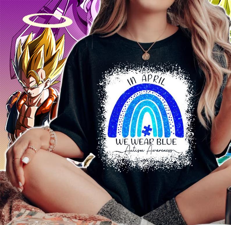 Men's in april we wear blue Autism awareness shirt woman shirt