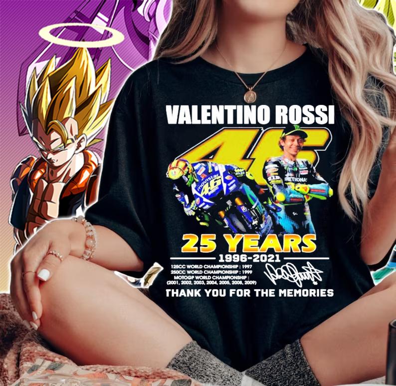 Valentino Rossi 25 years 1996-2021 thank you for the memories signature shirt