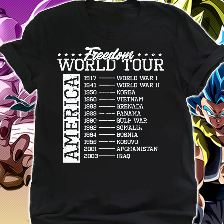 America freedom world tour 1917 world war I 1941 world war II 1950 Korea T-shirt