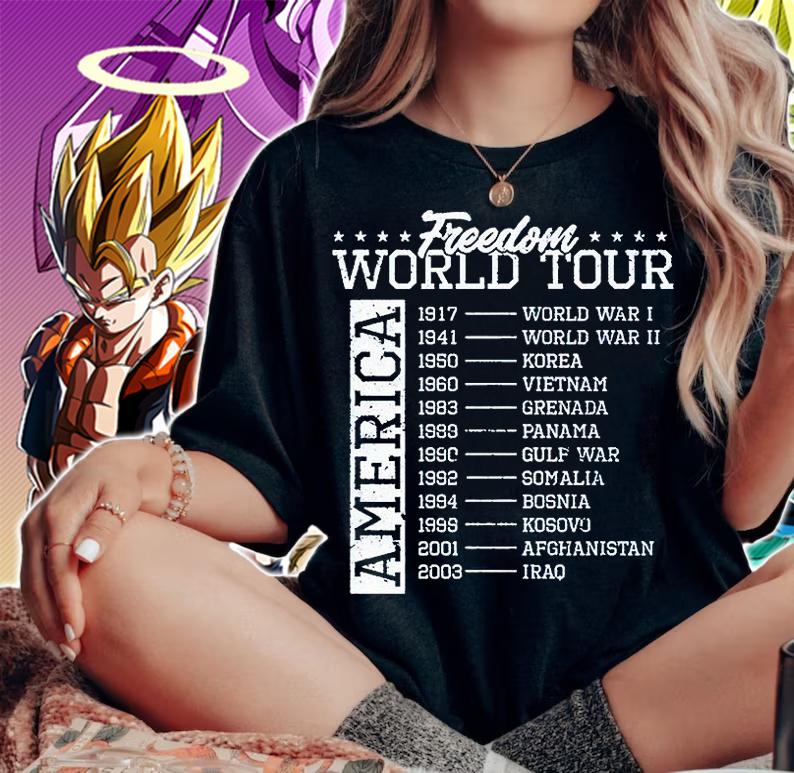 America freedom world tour 1917 world war I 1941 world war II 1950 Korea T-shirt