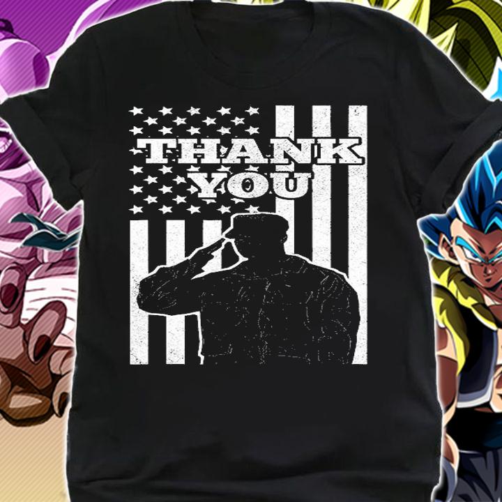 Distressed US Veterans Day Thank You Soldier Salute US Flag T-Shirt shirt