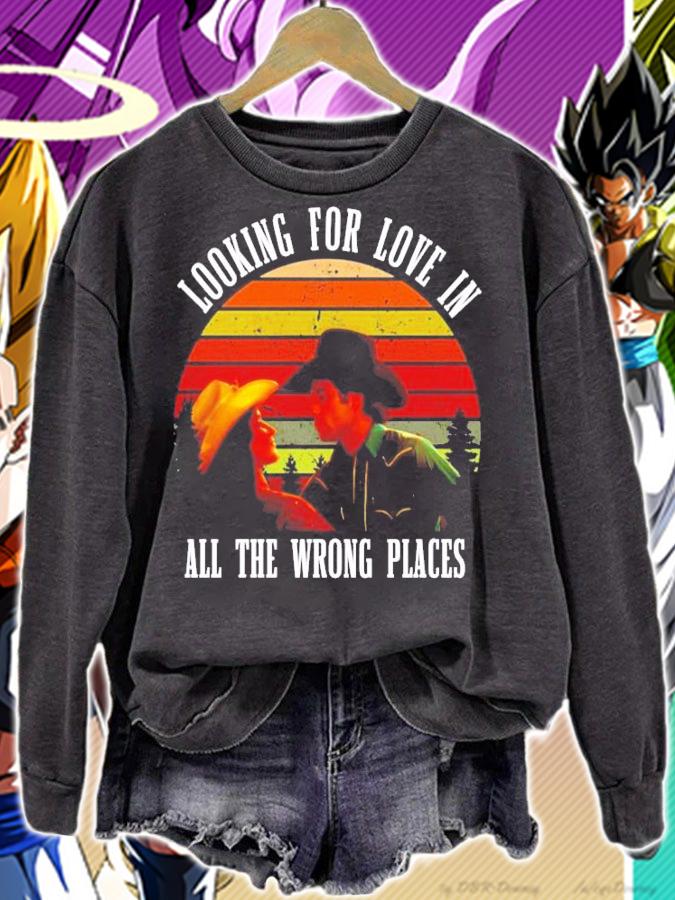 Urban Cowboy looking for love in all the wrong places sunset vintage t-shirt sweatshirt