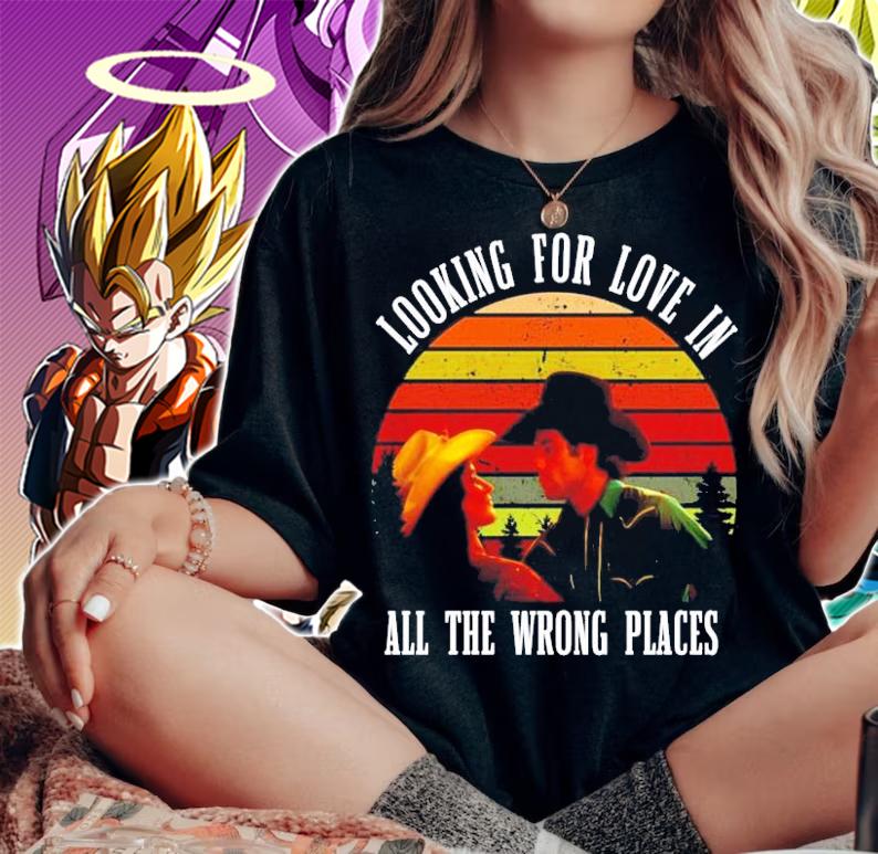 Urban Cowboy looking for love in all the wrong places sunset vintage t-shirt woman shirt