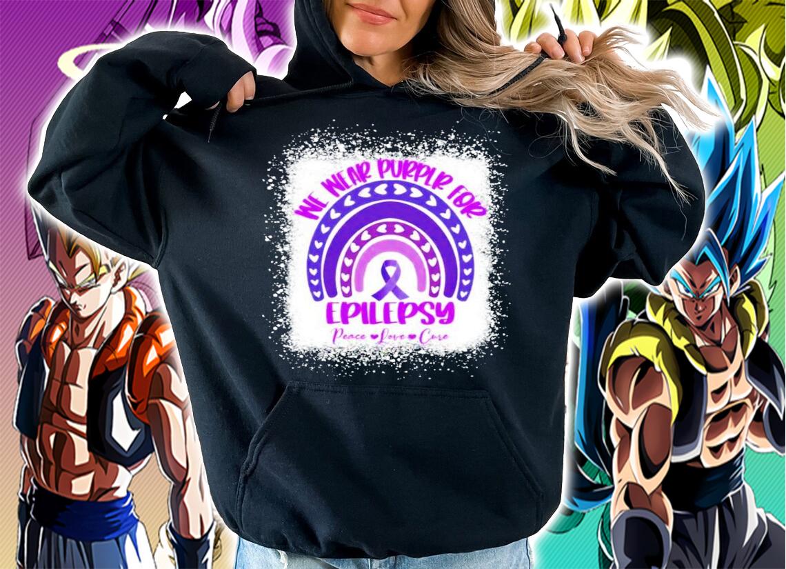 We wear purple for epilepsy peace love cure shirt