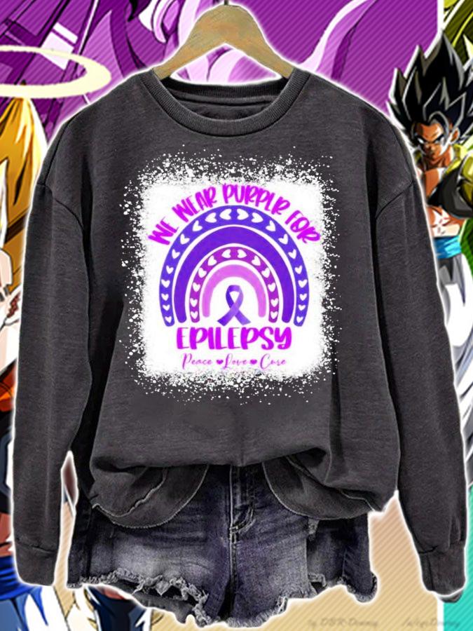 We wear purple for epilepsy peace love cure shirt