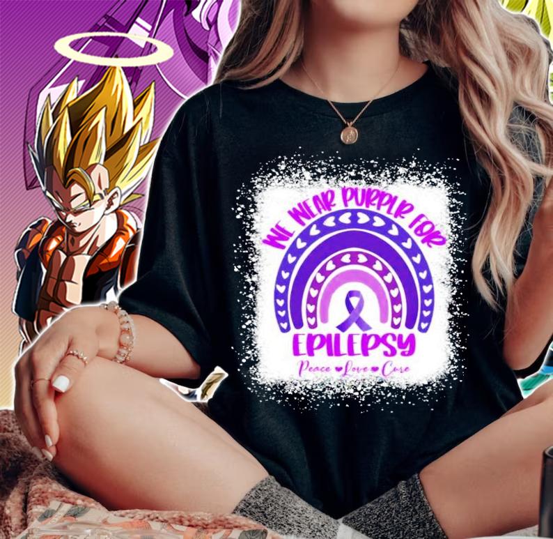 We wear purple for epilepsy peace love cure shirt