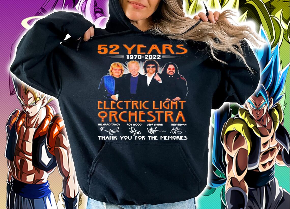 52 years 1970-2022 Electric Light Orchestra Signatures Thank You For The Memories Shirt