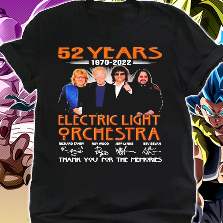 52 years 1970-2022 Electric Light Orchestra Signatures Thank You For The Memories Shirt