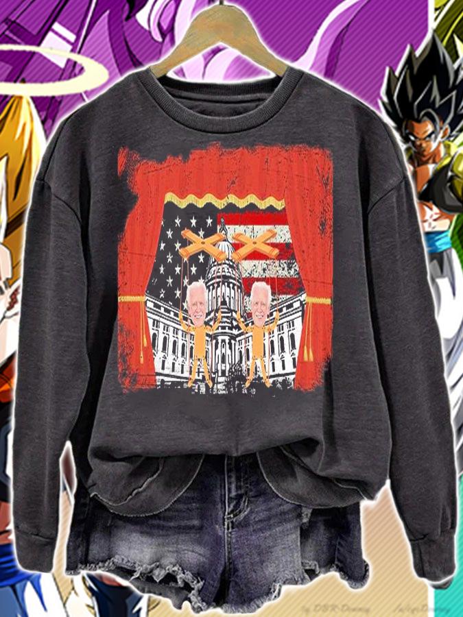 Biden Clown On Stage The White House USA Flag Retro T-shirt sweatshirt