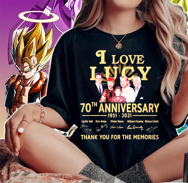 I love Lucy 70th anniversary 1951-2021 thank you for the memories t-shirt woman shirt