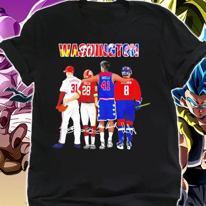 Washington Max Scherzer Darrell Green Wes Unseld Alexander Ovechkin signatures shirt shirt