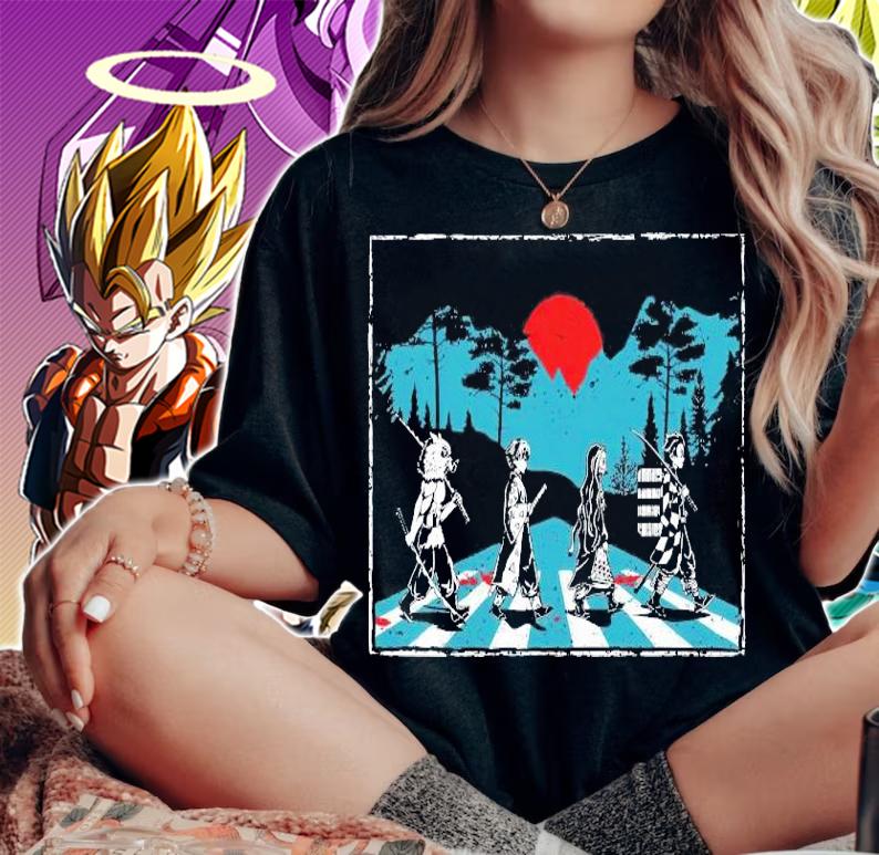 Demon Slayer Abbey Road Tanjiro Nezuko Zenitsu Inosuke shirt woman shirt