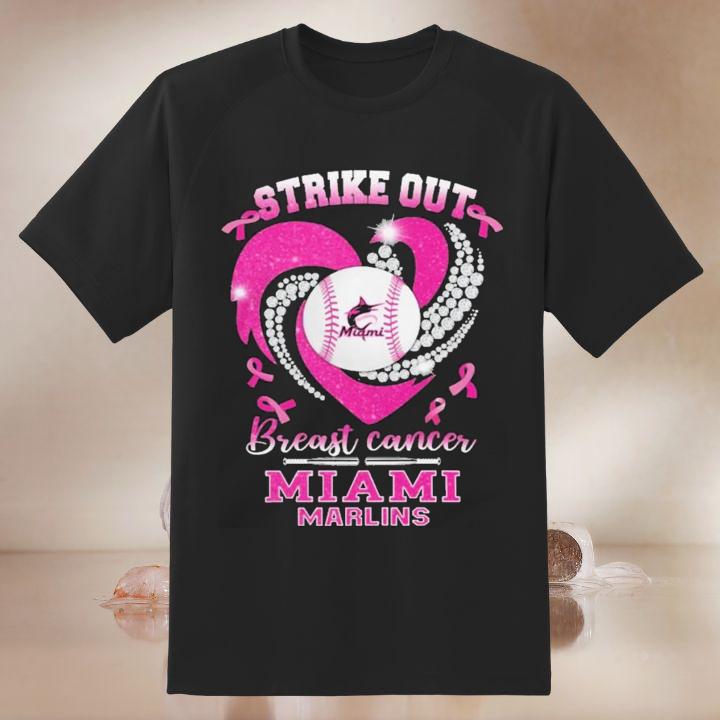 Strike Out Breast Cancer Awareness Miami Marlins Baseball T-Shirt