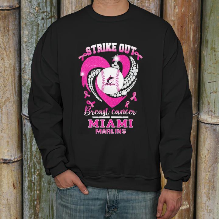 Strike Out Breast Cancer Awareness Miami Marlins Baseball T-Shirt sweatshirt
