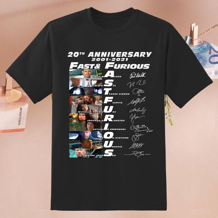 Fast & Furious 20Th Anniversary 2001-2021 Signatures Shirt