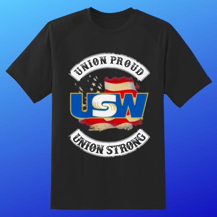 Official United Steelworkers Union Proud Usw Union Strong American Flag T-Shirt