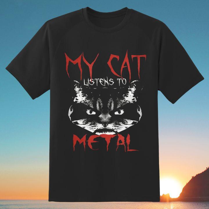 My Cat Listens To Metal Rock Black T-Shirt