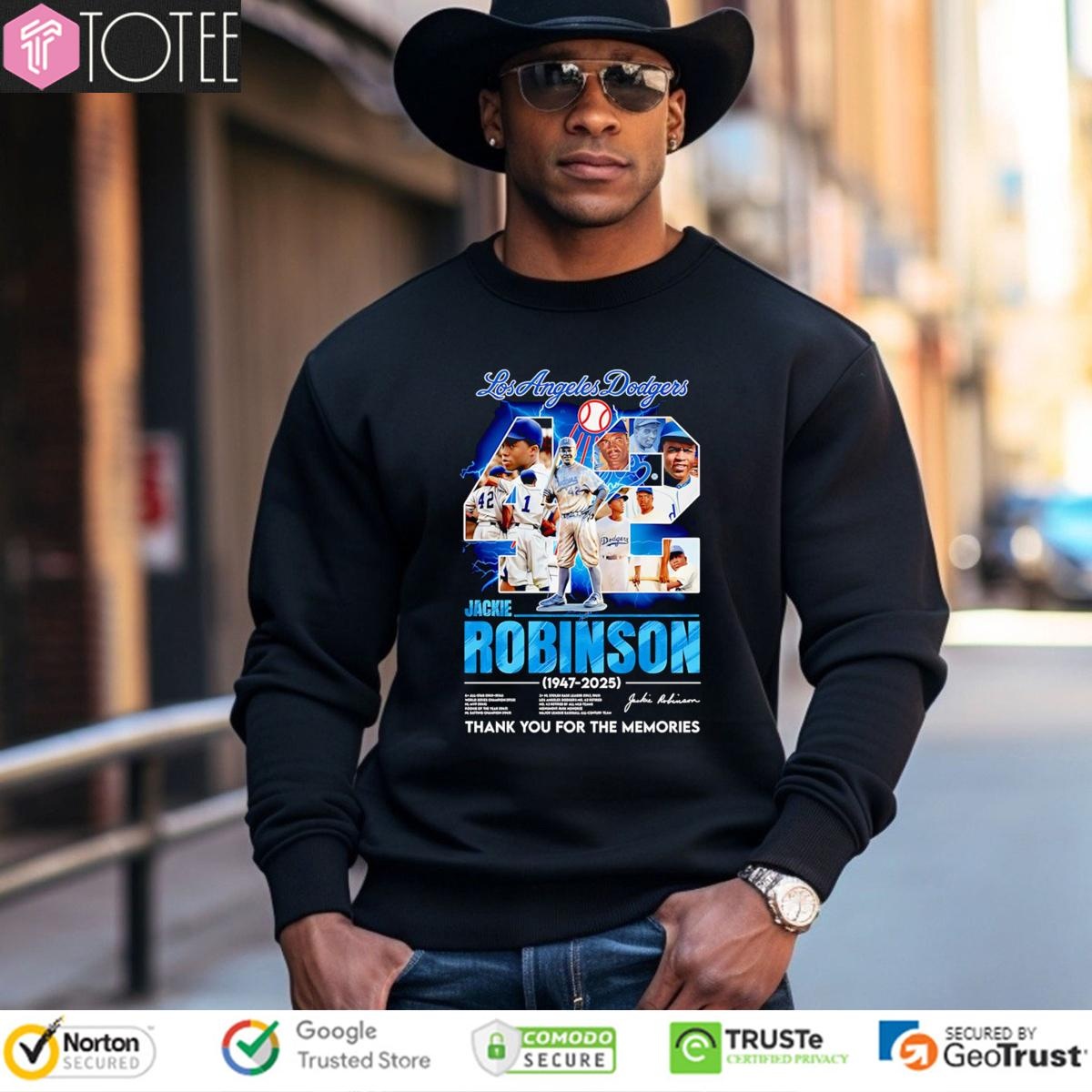 Los Angeles Dodgers 42 Jackie Robinson 1947-2025 Signature sweatshirt