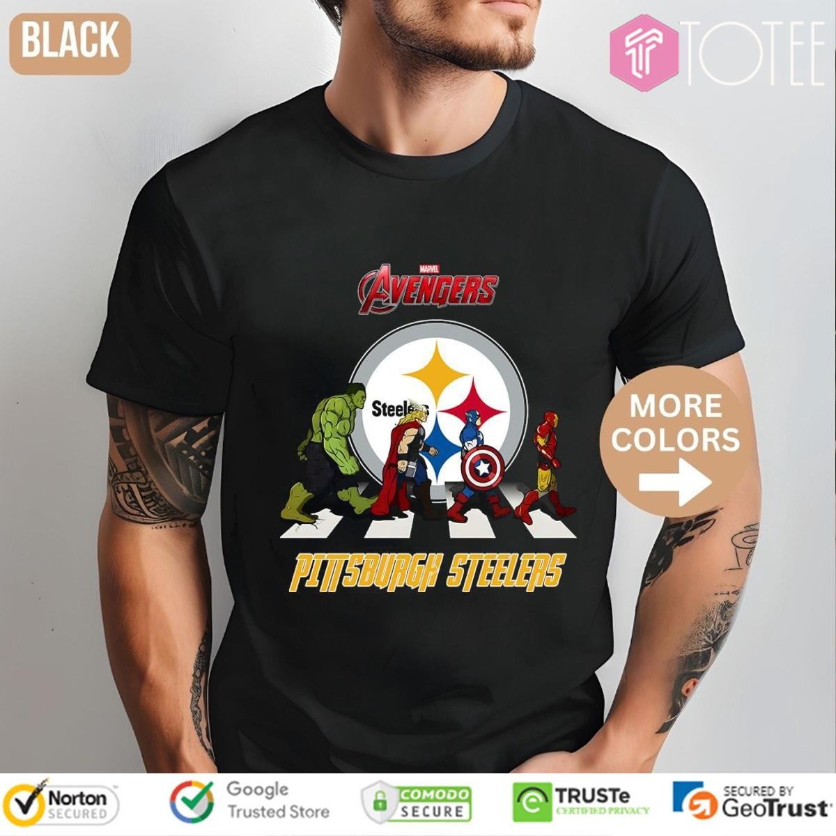 Pittsburgh Steelers Marvel Avengers Abbey Road T-shirt